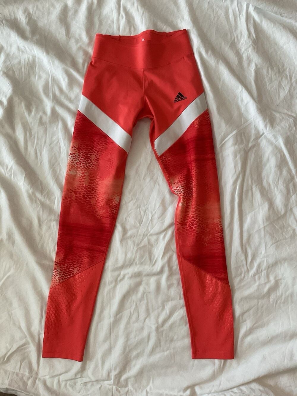 Adidas WOW Drop Tights Women’s XS Red Coral Graphic Workout Leggings